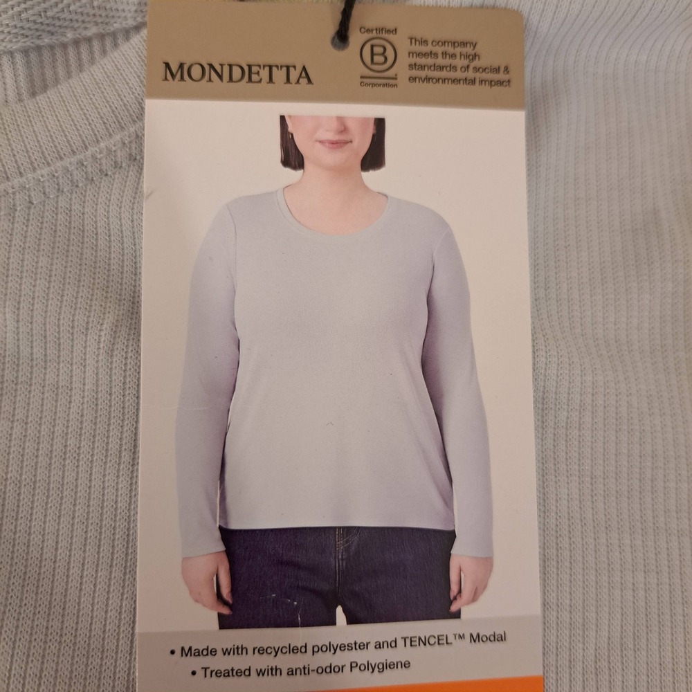 Mondetta Womens Tee XXL Light Blue NWT Ribbed Long Sleeve 1829-140